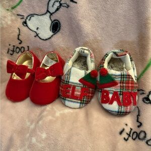 Plaid and Red Baby Shoes Set